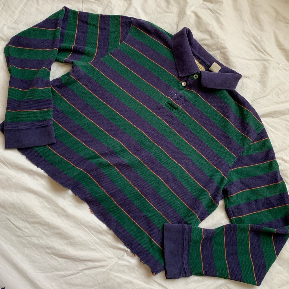 Oversized Striped Tee with Collar